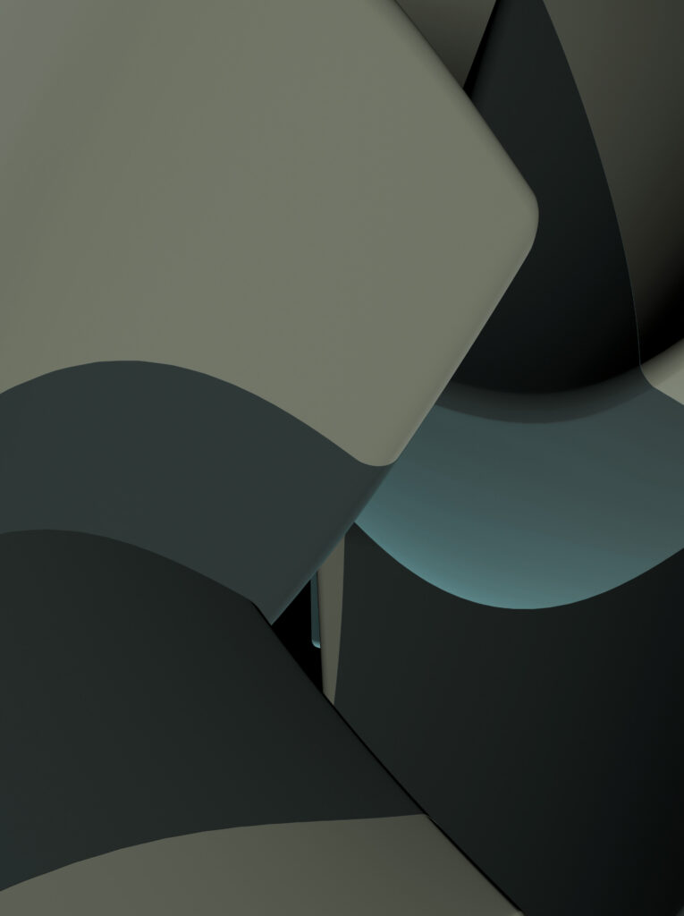 forma abstracta en tonos gris y verde, estética minimalista y profesional, imagen conceptual de marca para consultoría estratégica